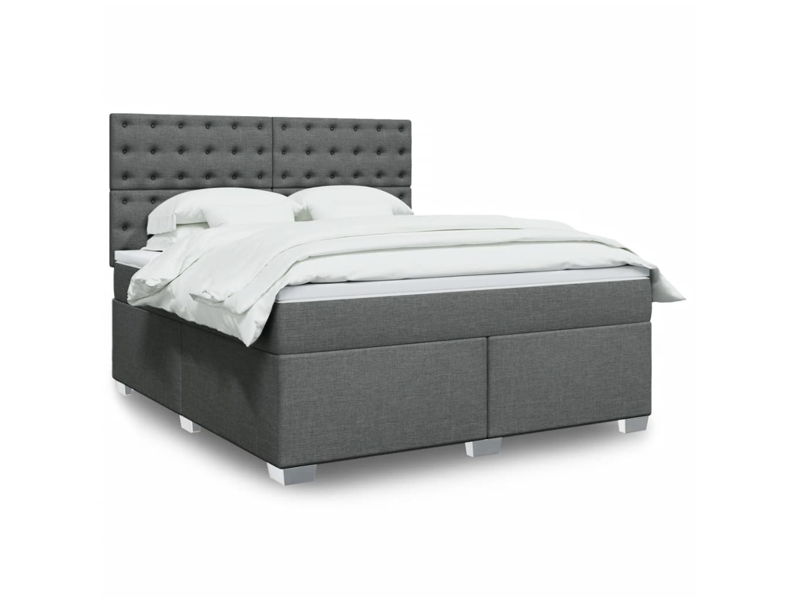 Vidaxl Cama Com Molas/colchão 180x200 Cm Tecido Cinzento-escuro