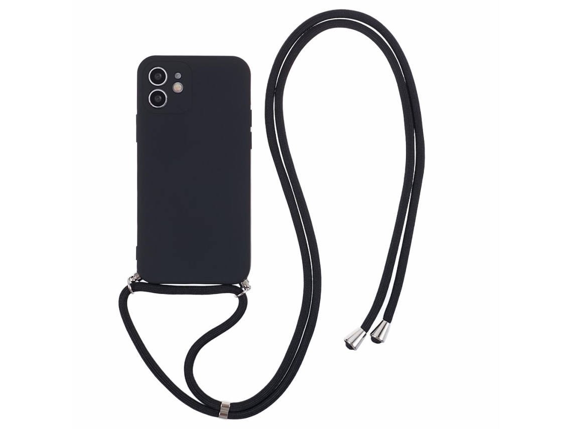 Correia Casa Para Iphone 11 Pele Sintética Preto