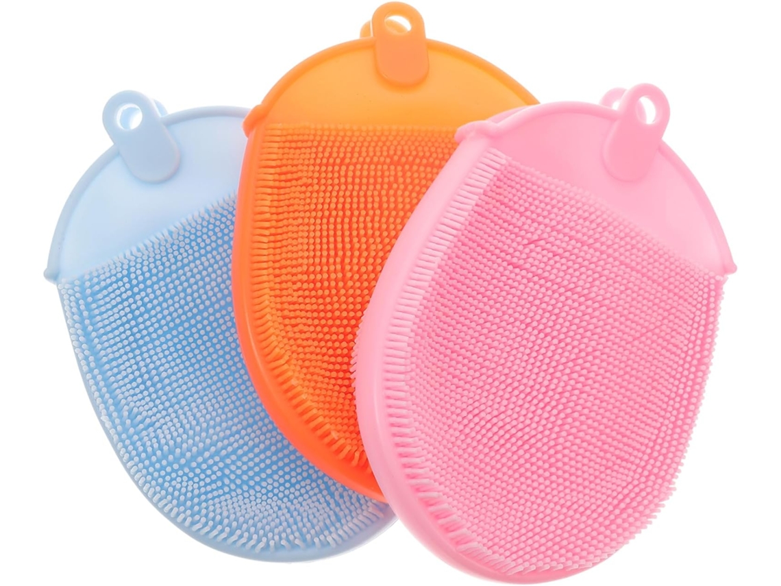 Conjunto De 3 Escovas Banho Silicone Tamanho Padrão, Próprias Para Alimentos, Para Massagem E Esfoliação Adequadas Uso