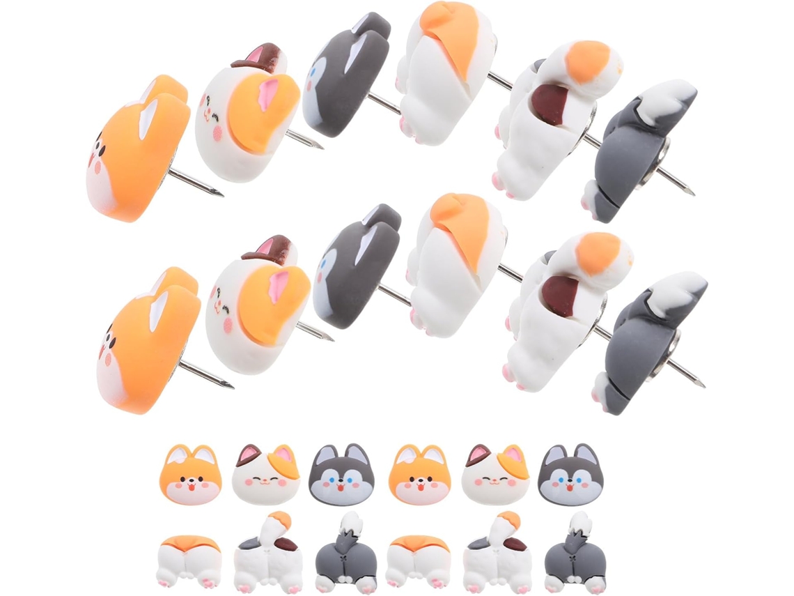 Upkoch 30-Tachinhas Engraçadas Em Formato Animais Para Quadros Cortiça, Resina E Aço desligada, Design Adorável E