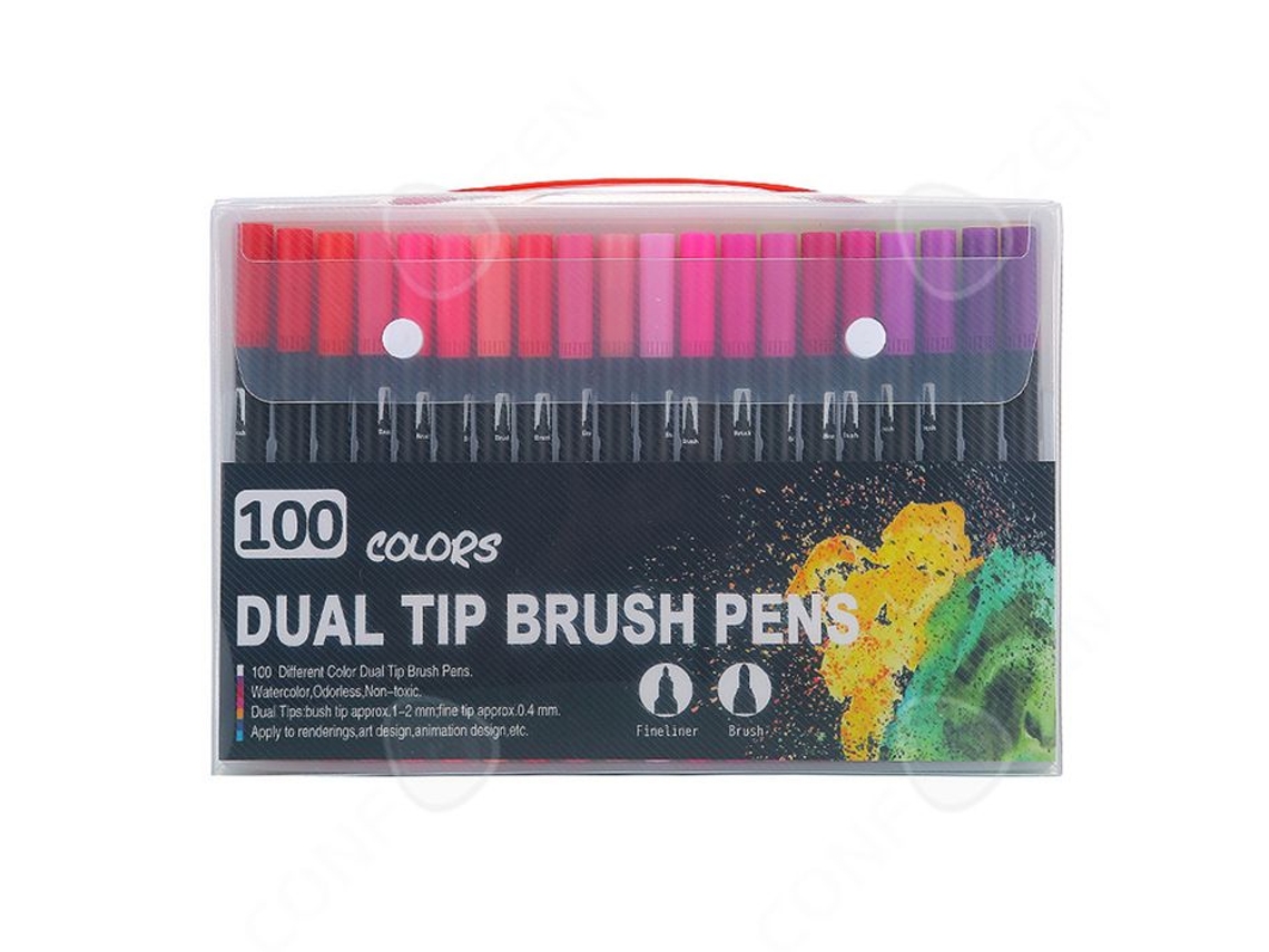 Feutres 100 Cores Os Canetas Dupla Belas Artes Pintura Pincel Para Pintar Feutres Coloração Ponta Caneta Feltro Aquarela Confozen