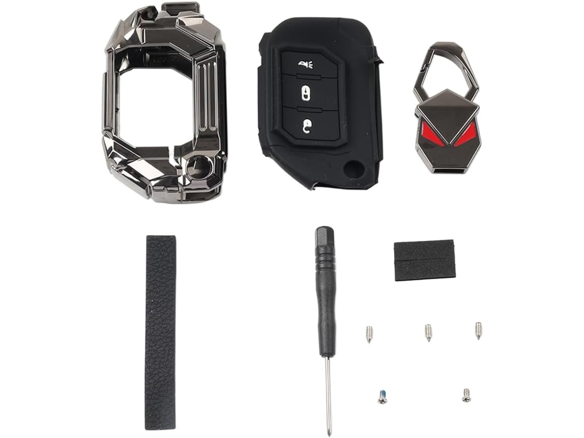 Conjunto De 1 Chaveiro Automotivo, Capa Para Controle Remoto De 3 Botões, Estojo Para Chaveiro Em Liga De Zinco E
