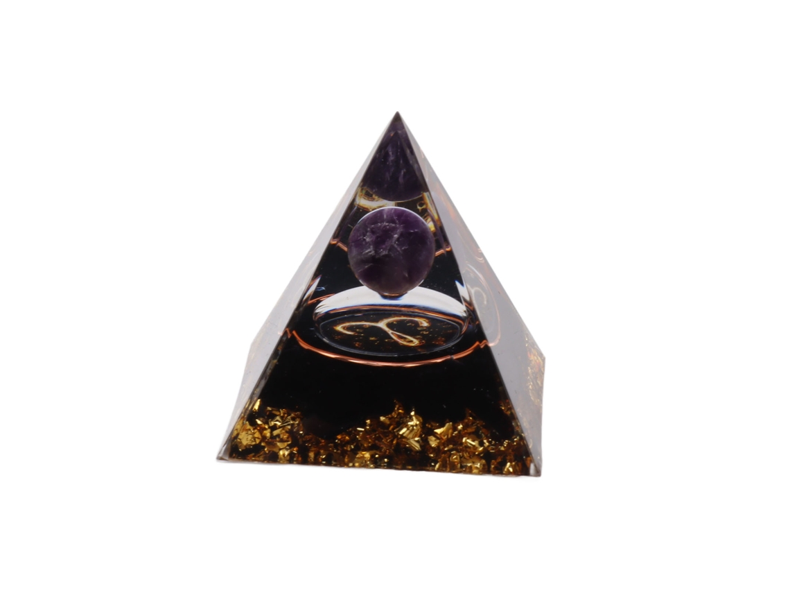 Pirâmide de Orgonita 5cm Cristal de Cura Energia Positiva Meditação Chakra Zodíaco Áries Gerador de Energia
