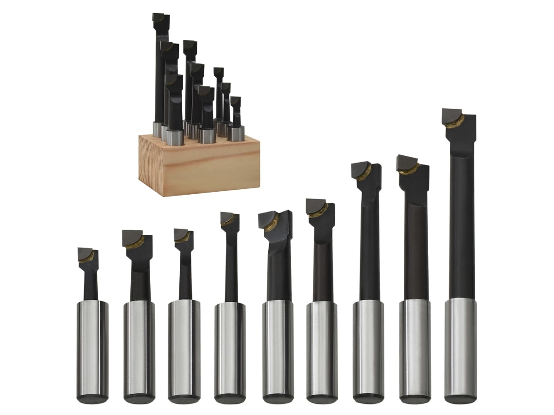 Mandris 9 Pcs 12 Mm com Base em Madeira VIDAXL