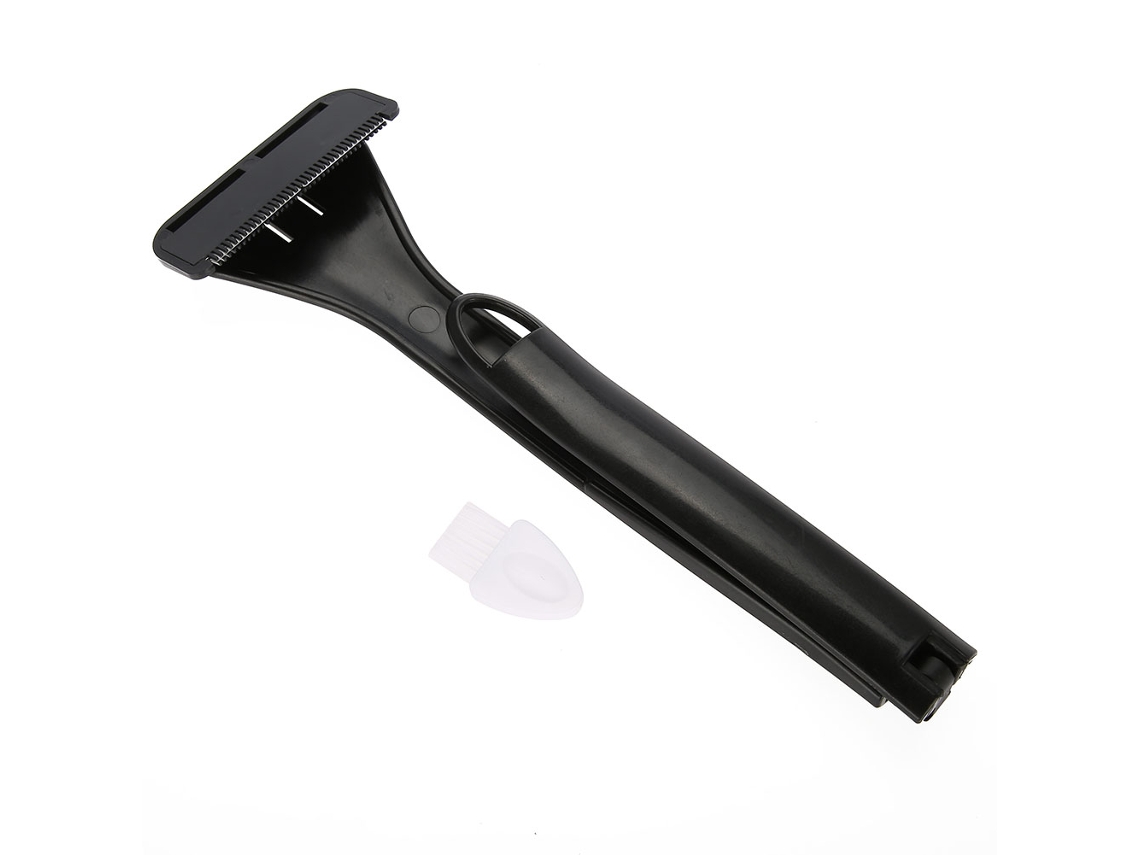 Barbeador manual para corpo inteiro com cabo longo e dobrável.