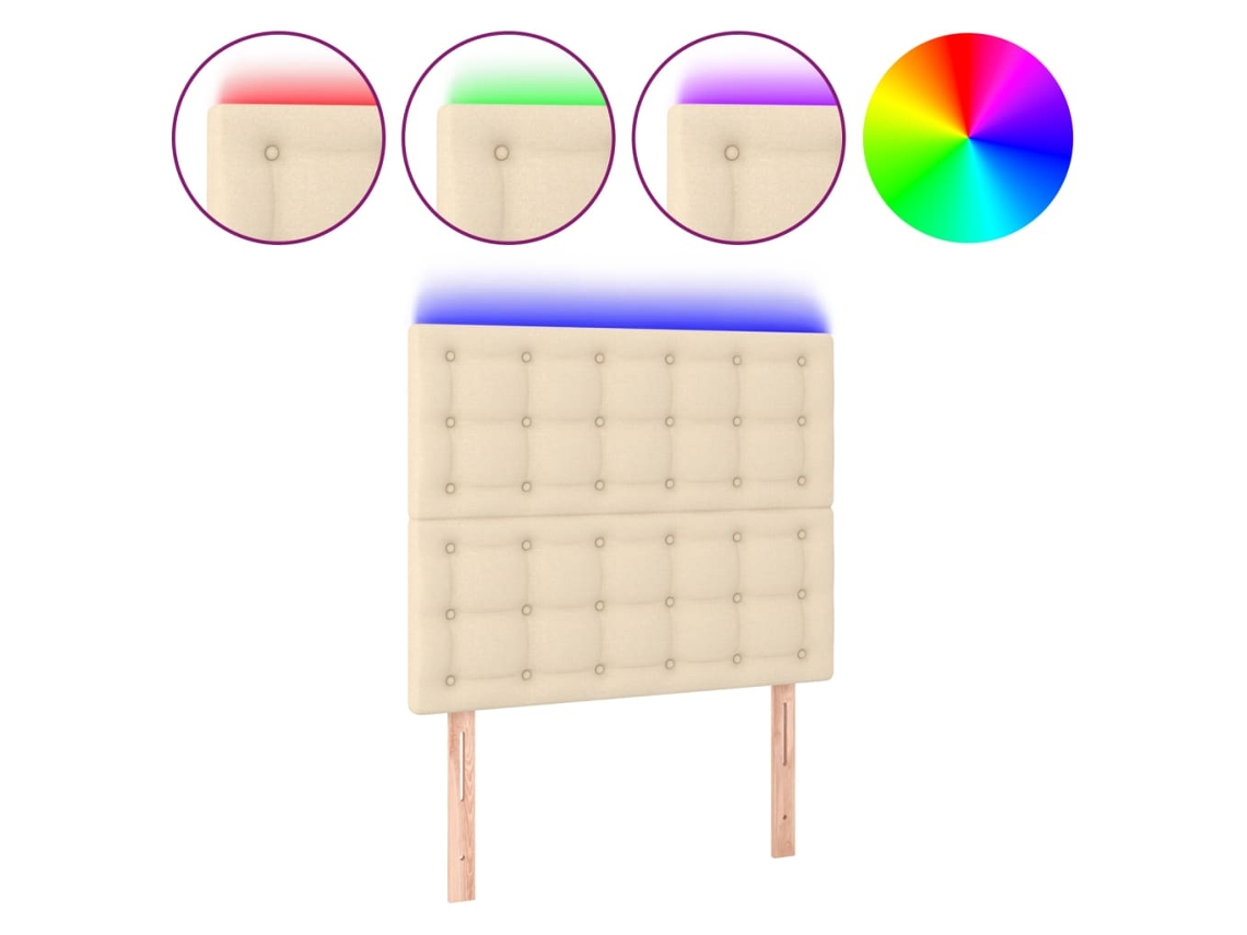 Led Headboard, Led Headboards Vidaxl Creme Tecido (100 X 5 X 118/128 Cm)
