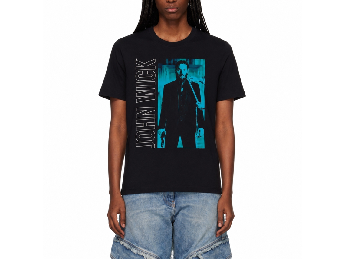 Rockinstone John Wick Vertical Text And Rectangle Black Adult T-shirt Size:xxl