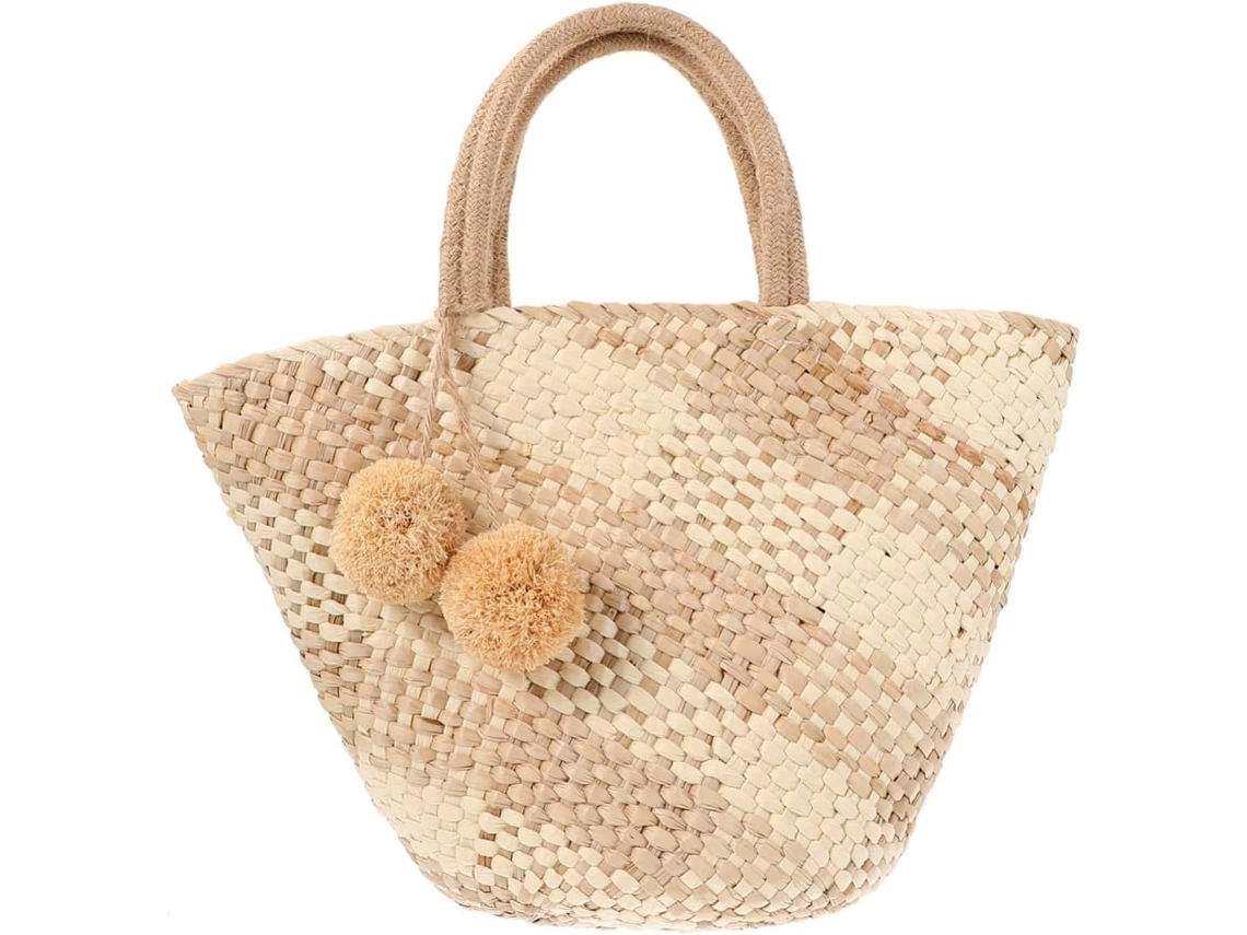 Bolsa De Praia Redonda E Criativa Em Tecido Trançado, Prática E Casual Para Viagens.