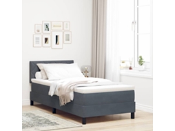 Vidaxl Cama Box Com Cabeceira Cinza Escuro 90 X 200 Cm Veludo