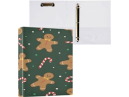 Conjunto de Fichários com Argolas Semicirculares e Capa Bolso para Estudantes, Dura, Tema Natalino. 2 (3,8 Cm)