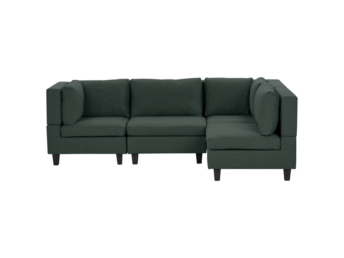 Sofá de Esquina BELIANI Unstad de Tecido Verde Escuro 228x152x72
