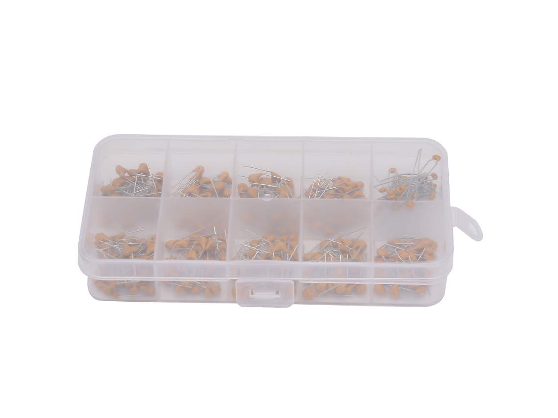 Conjunto de 300 capacitores cerâmicos monolíticos MLCC, 68pF-1nF, 50V, 5.08mm