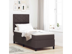 Vidaxl Cama Box Com Cabeceira Marrom Escuro 80 X 200 Cm Tecido