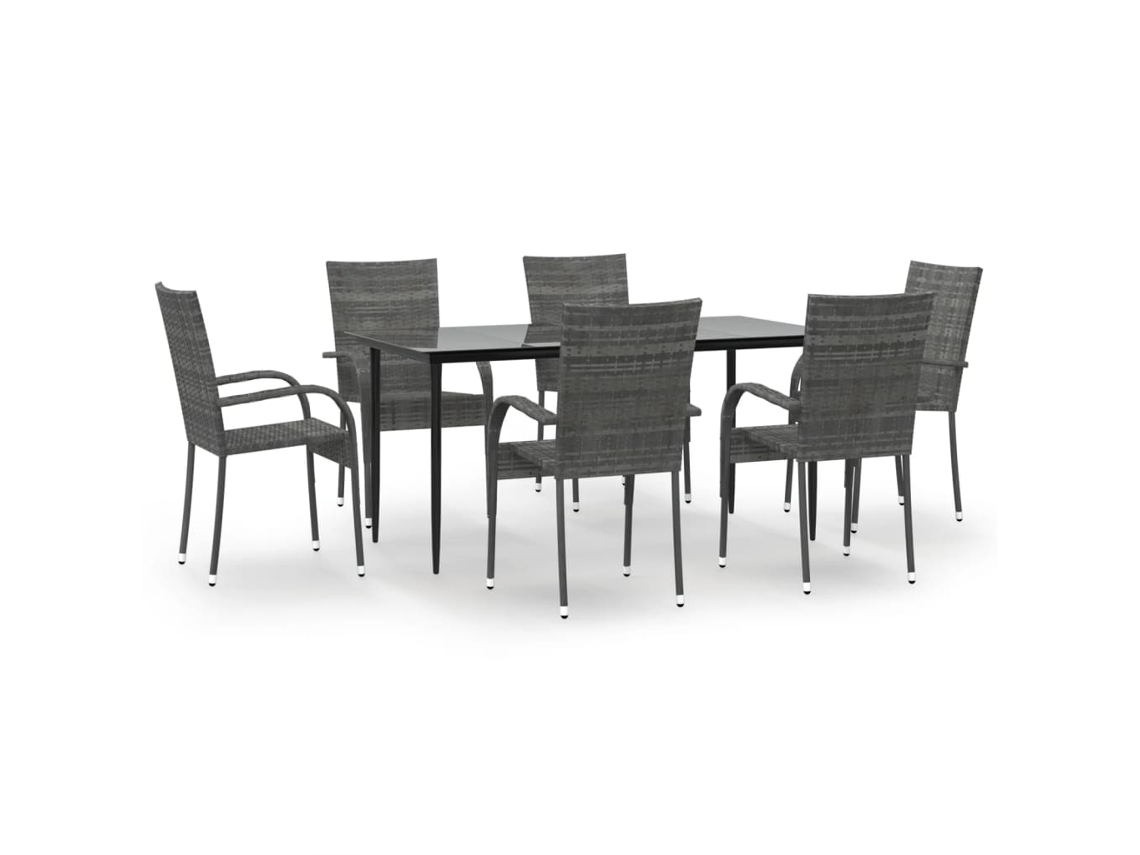 Garden Dining Set, Garden Dining Sets Vidaxl Cinzeto Rattan / Vime (mesa Com 160 Cm De Comprimento)