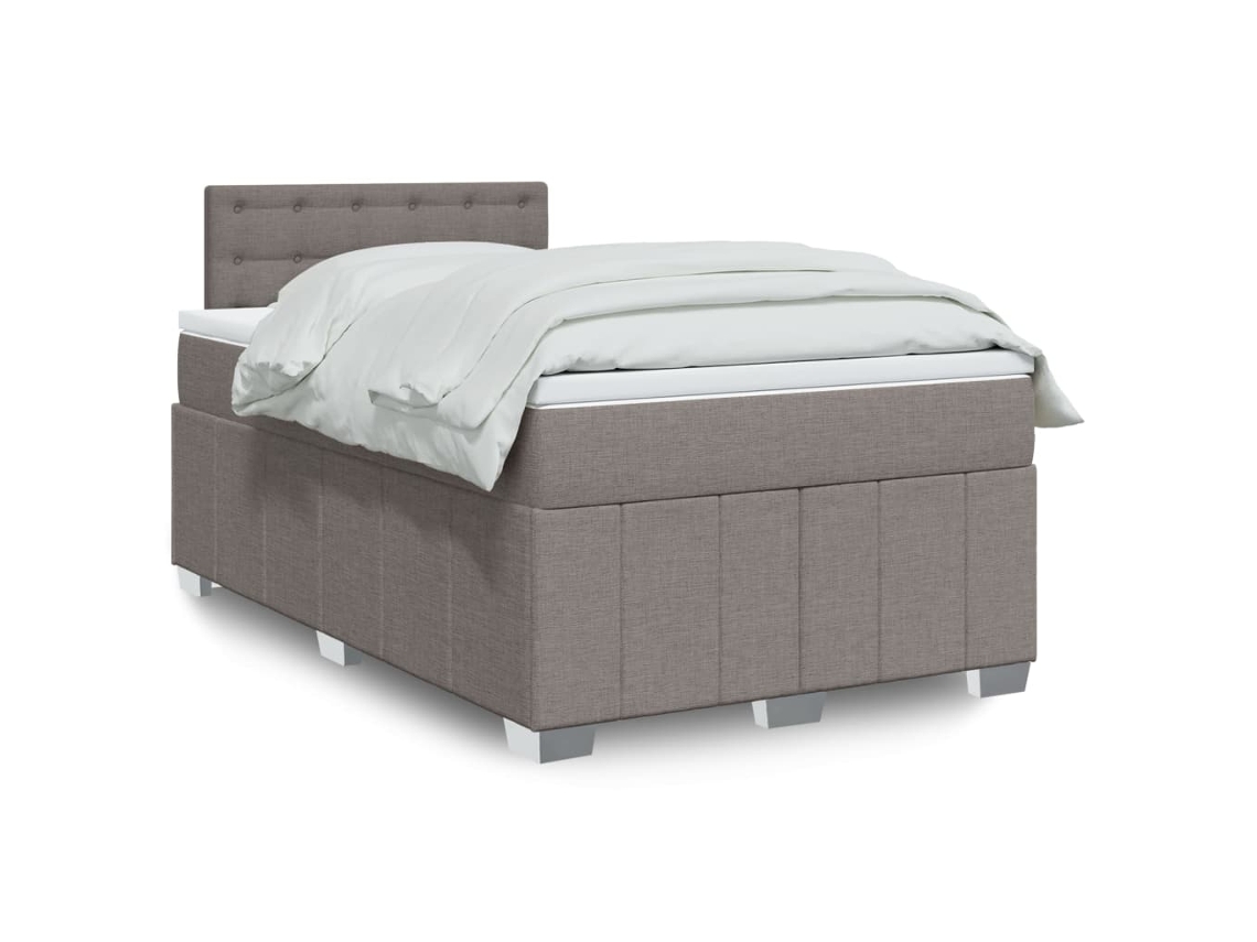 Vidaxl Cama Com Molas/colchão 120x200 Cm Tecido Castanho-acinzentado