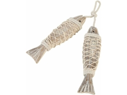 Conjunto de 2 Peças Decoração Parede em Madeira com Peixes, Estilo Náutico Antigo, com Tema de Praia. Ideal para Decorar Sua Casa BRILVIBERA