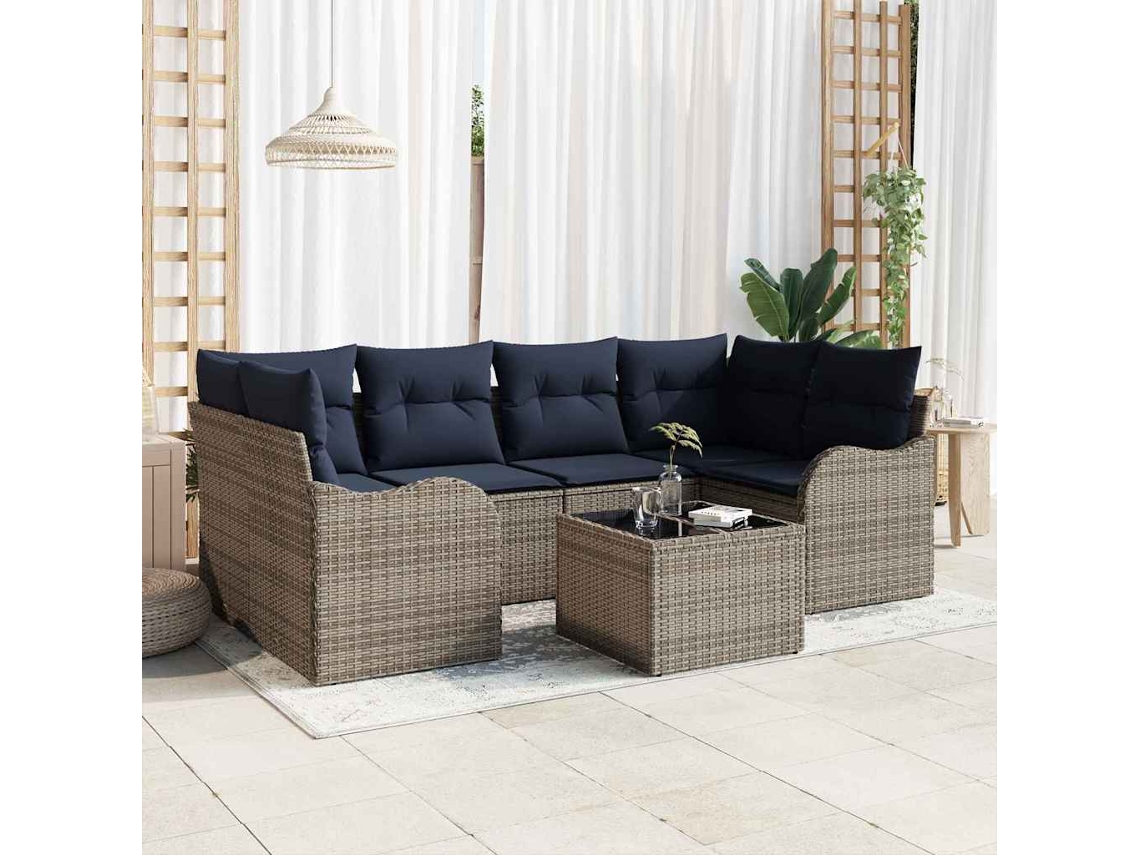 Vidaxl Conjunto De Sofá De Jardim Cinzeto 55 X 55 X 37 Cm Vime Pe