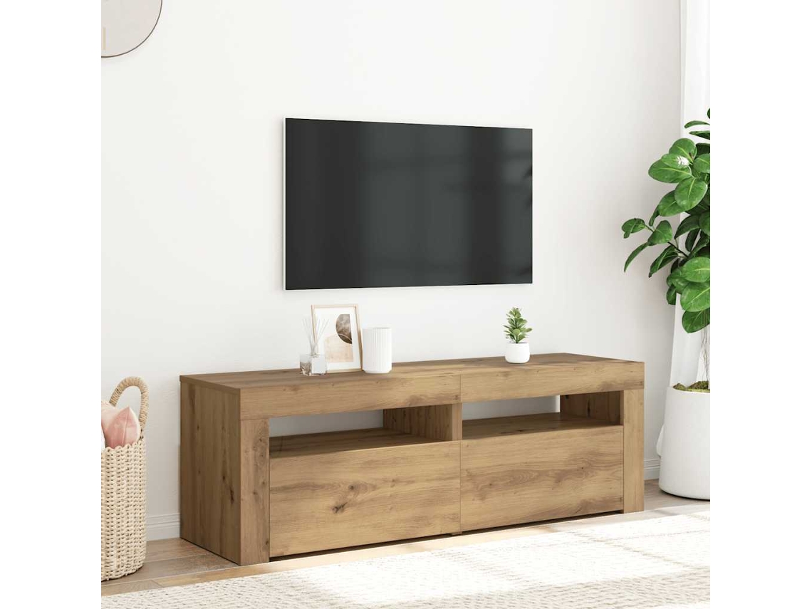 Vidaxl Móvel Tv C/ Luzes Led Derivados De Madeira Carvalho Artisiano