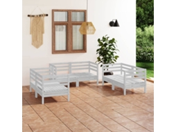 6 Pcs Conjunto de Móveis de Jardim - Conjunto de Lounge de Jardim Pinho Maciço Branco HARLANV1