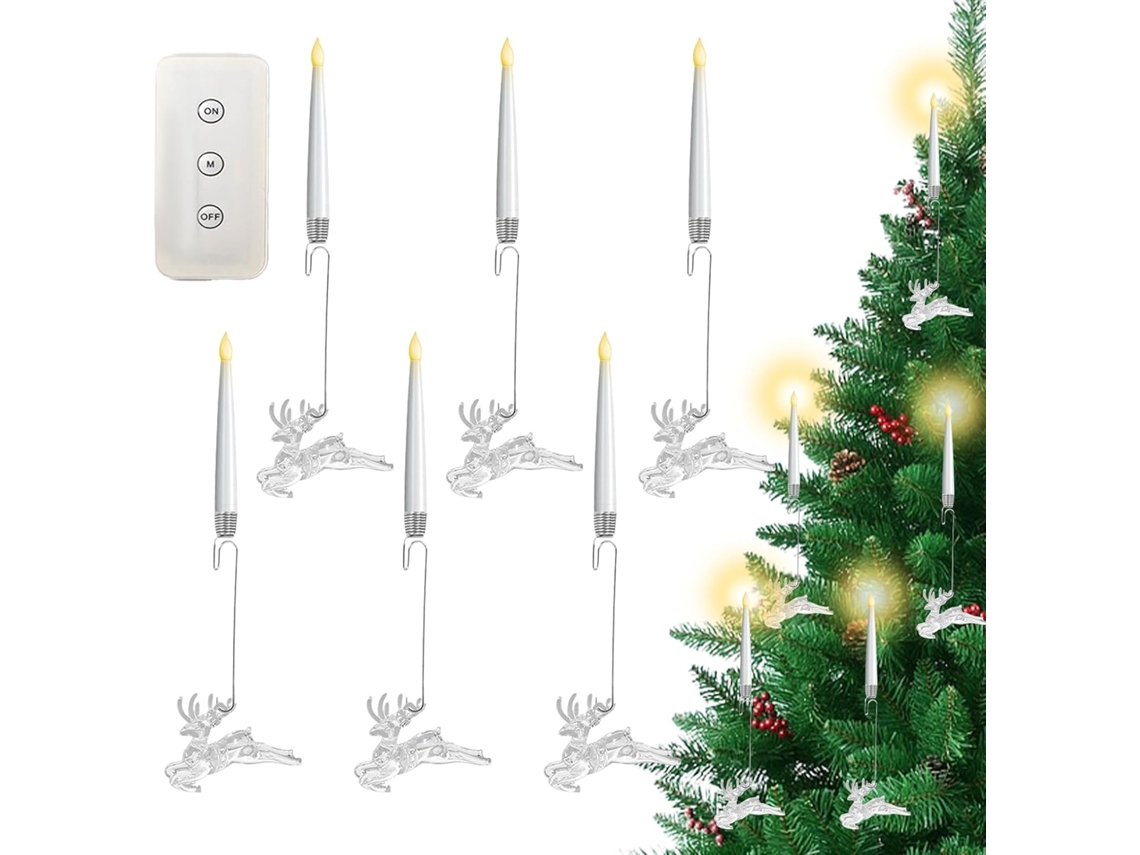 Velas De Led Para Árvores De Natal, Decorações Artesanais, Pingentes De Gelo, Pássaros Voando, Alce, Vela