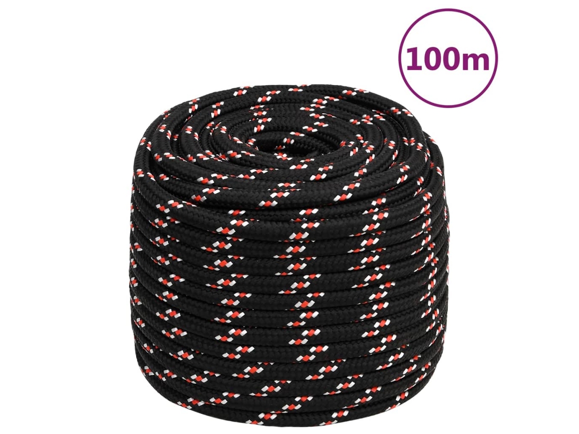 Vidaxl Corda De Barco 18 Mm 100 M Polipropileno Preto