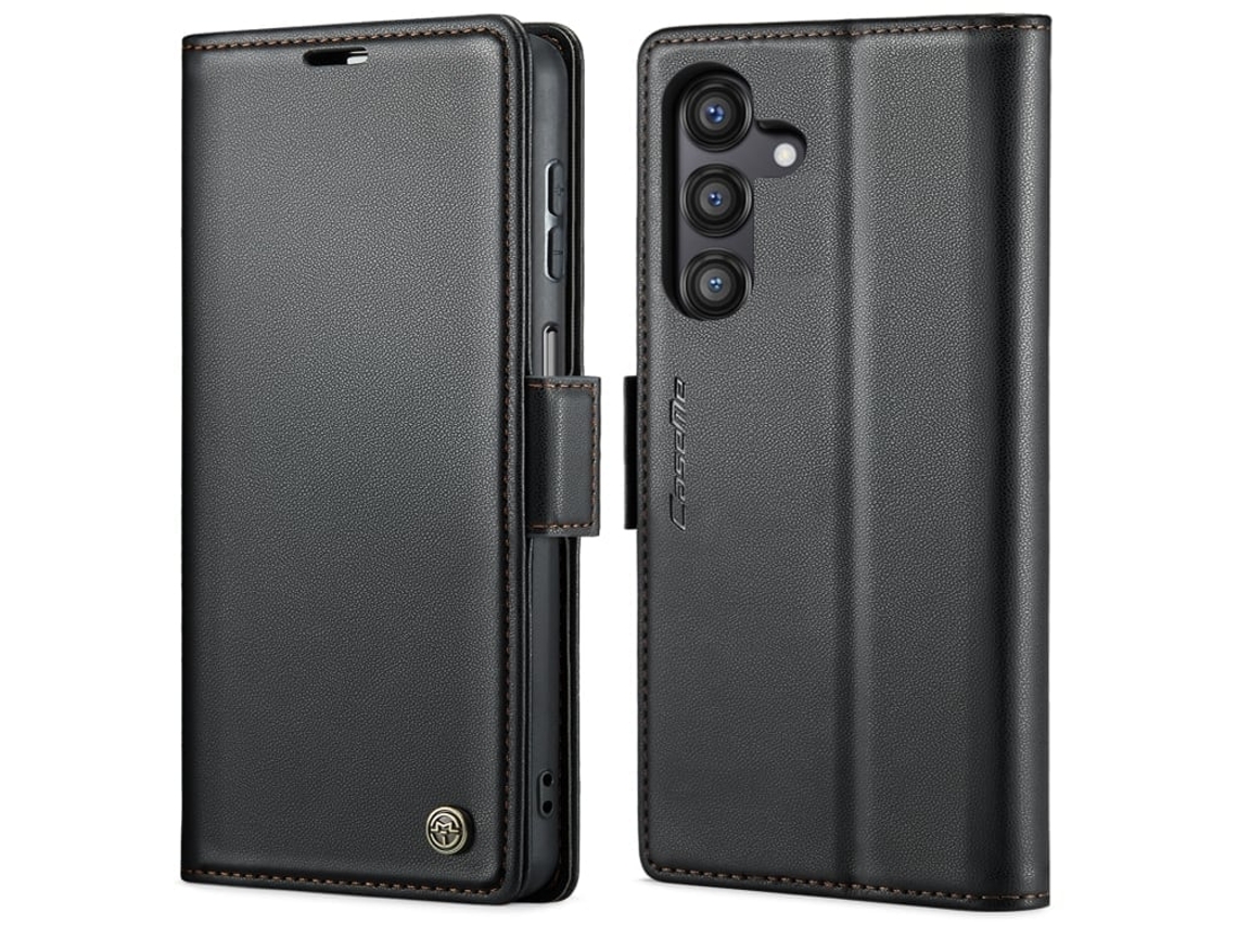 Capa Para Samsung Galaxy A14 4g Borboleta Fivela Litchi Textura De Telefone De Couro Rfid Antirroubo Preta
