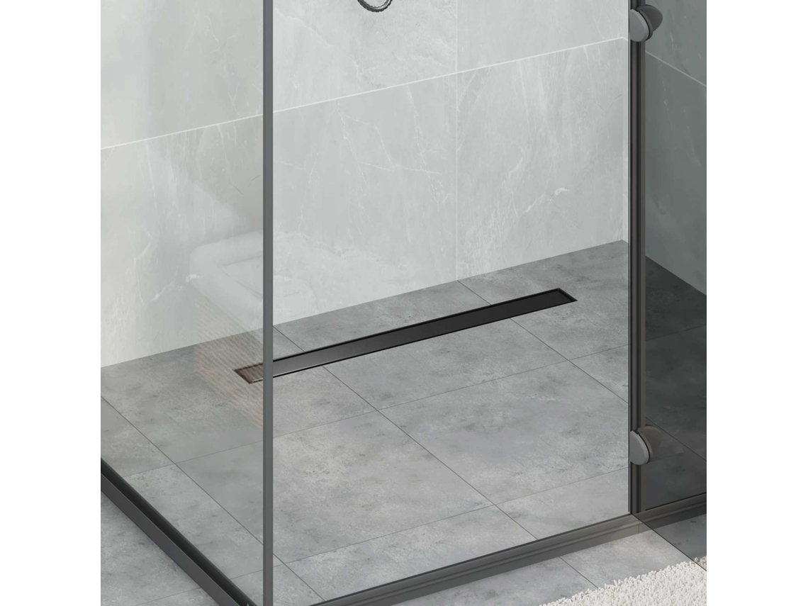 Vidaxl Dreno De Chuveiro 2 Em 1 Preto 80 Cm Aço Inoxidável 304