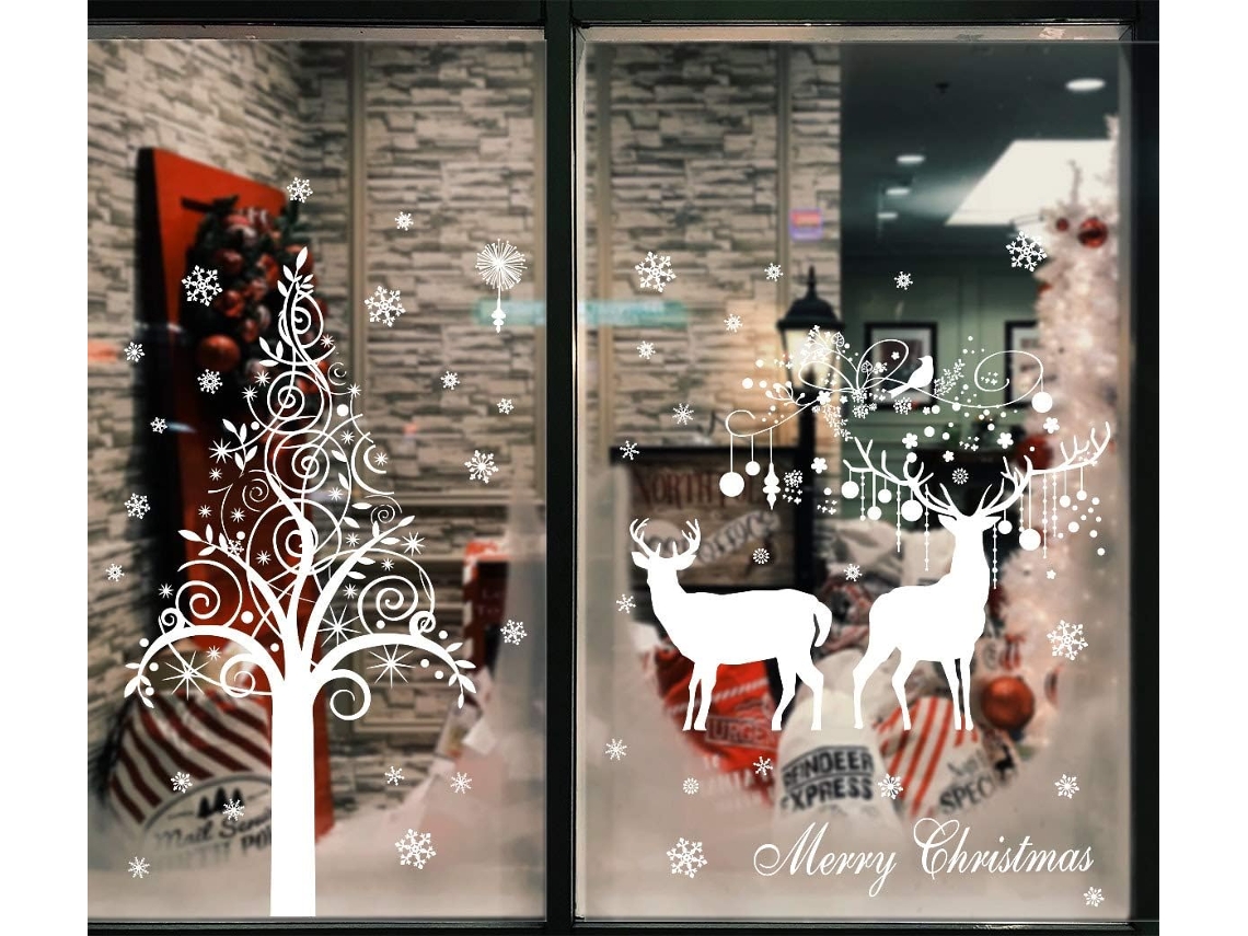 Adesivos Grandes Para Portas E Janelas De Árvore De Natal Branca Aquaforge