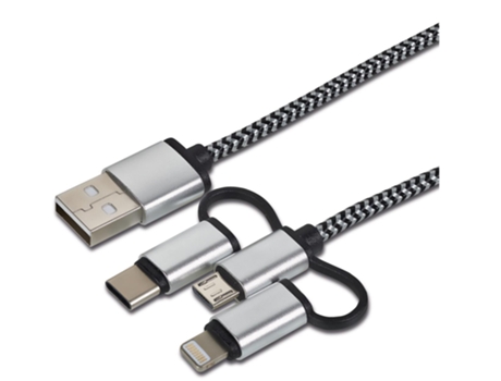 Cabo de Dados e Carregamento CARTREND 3 em 1 Lightning/Micro-Usb/Usb-C