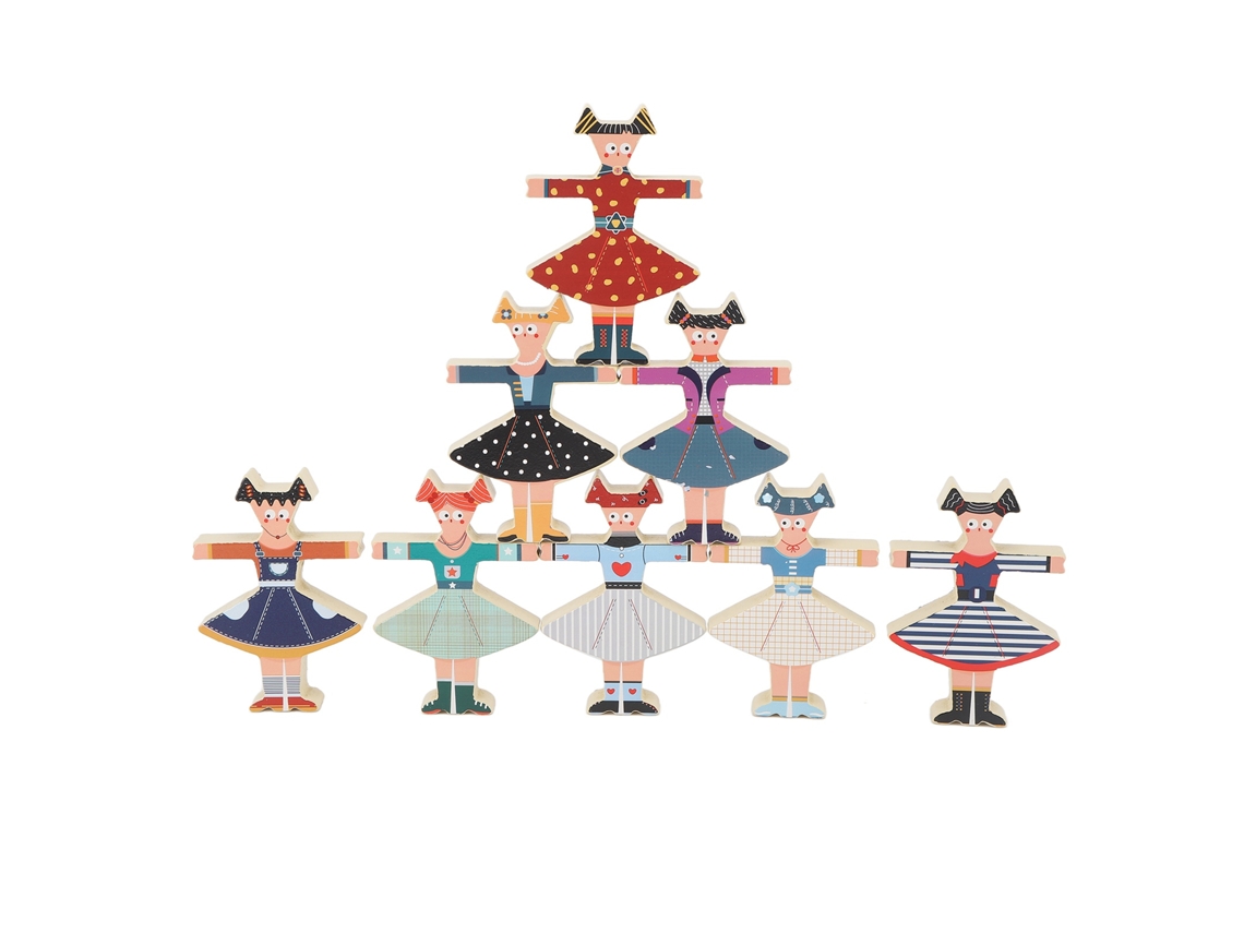 Mali blocos de Equilíbrio de Bonecas Bailarinas de Madeira Brinquedo Montessori Infantil