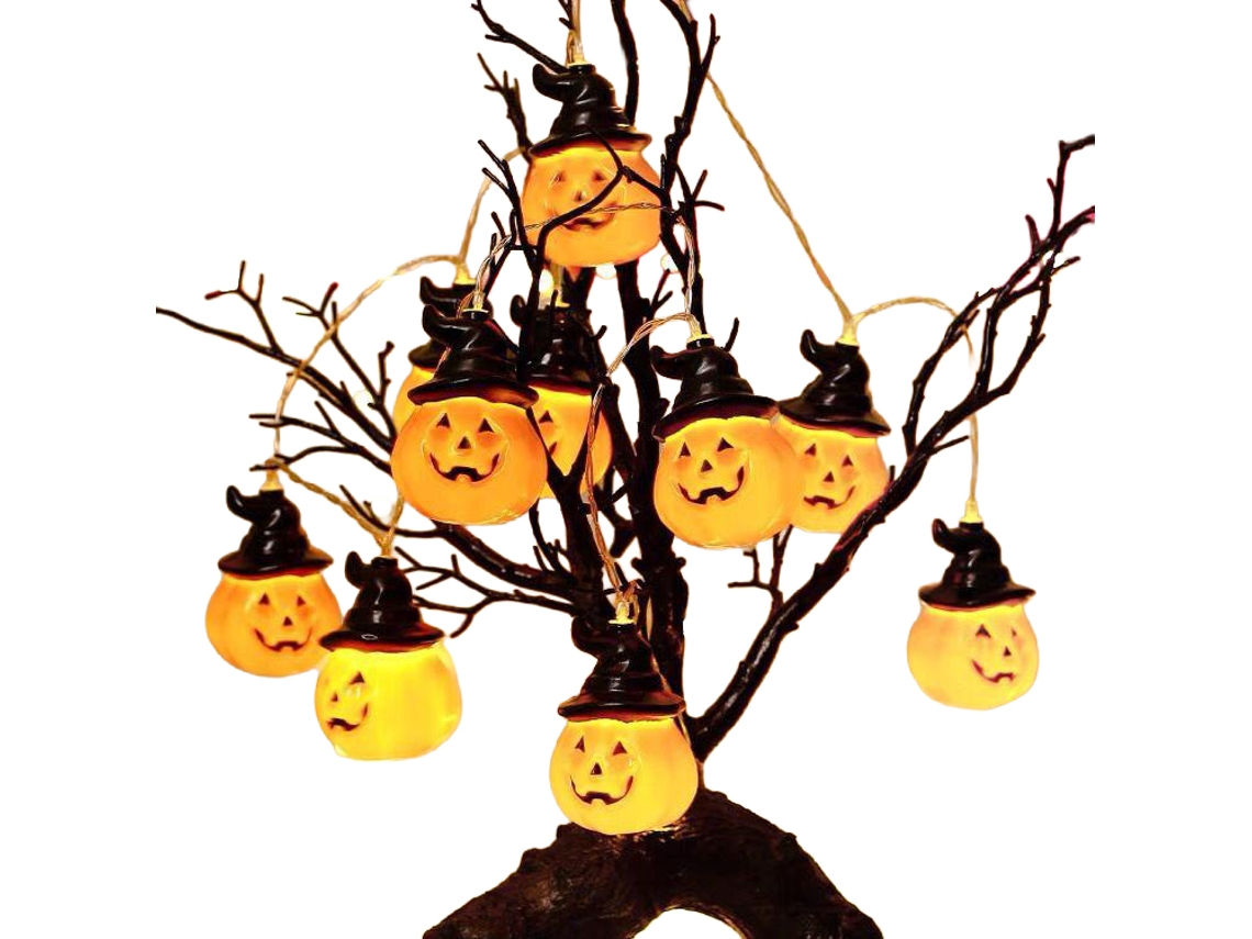 Laxiscreed String De Luzes Led De Abóbora De Plástico Para Decoração De Halloween E Páscoa, 1.5m, 10 Leds Com Usb