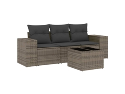 Conjunto de 4 sofás de jardim com almofadões Vime Pe Cinzento MAISON EXCLUSIVE (4 peças)