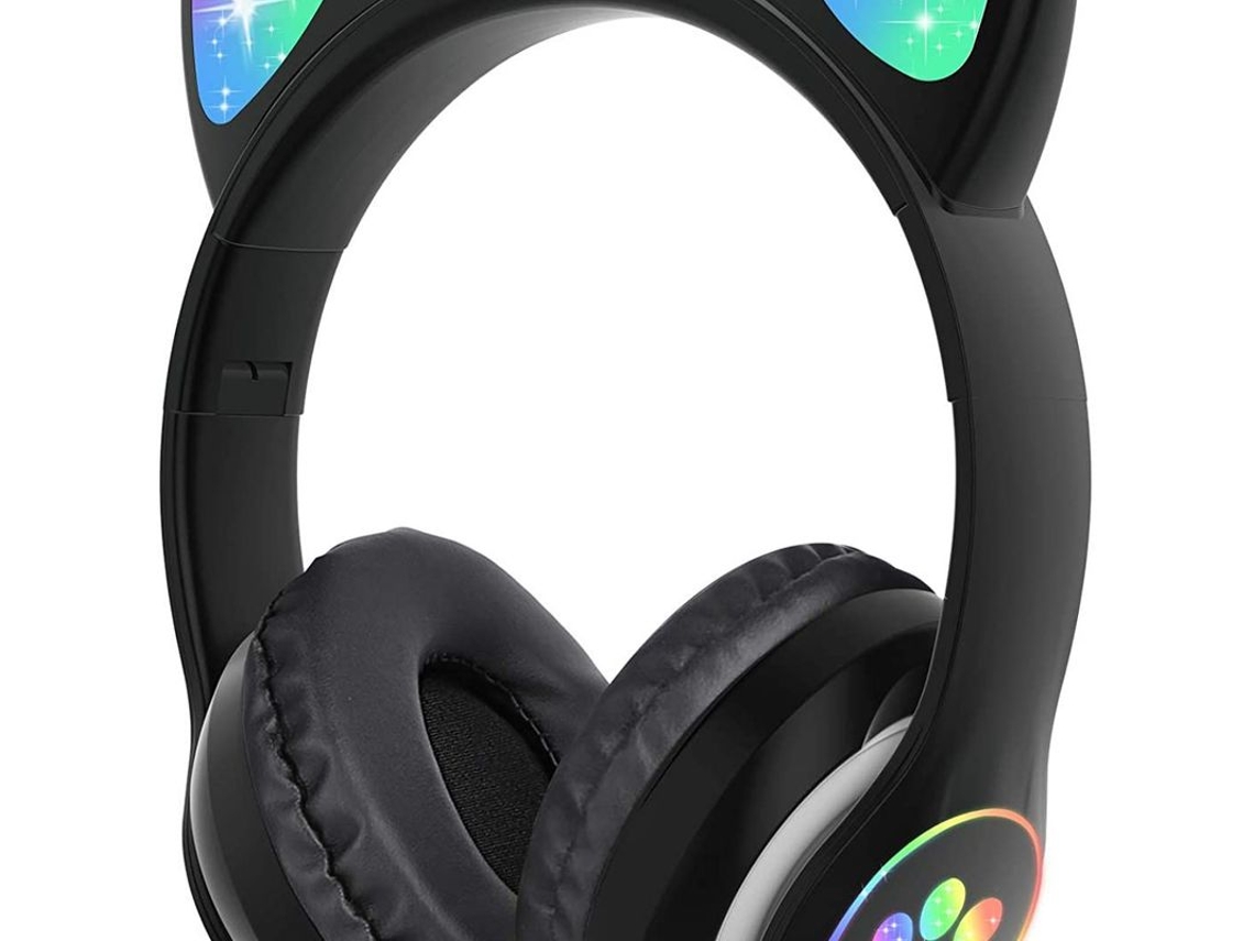 Lindo Fone De Ouvido Estéreo Para Jogos Com Microfone, Orelhas De Gato, Preto Bacana Aquaforge
