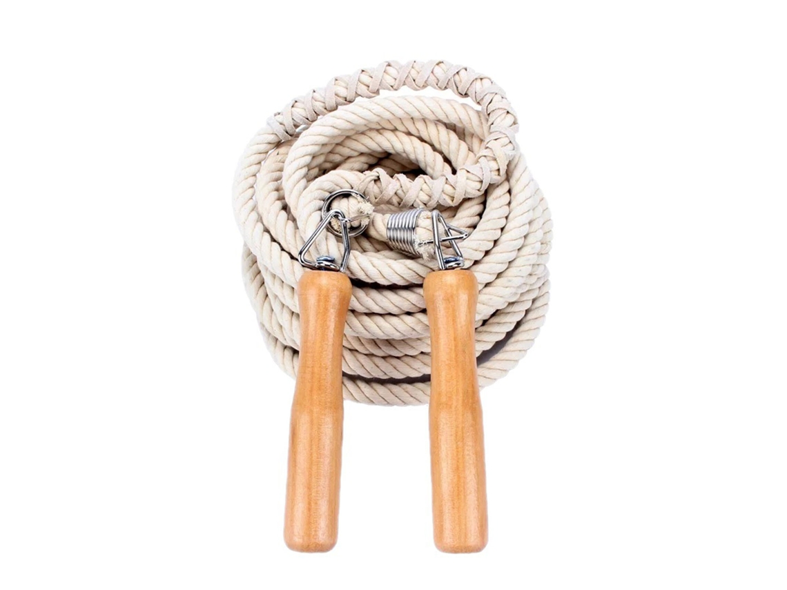 Corda De Pular Com Cabo De Madeira Para Estudantes Cotton Twine Para Prática Fitness 3m Branca