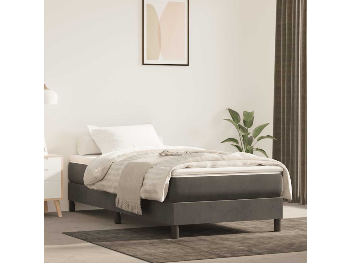 Vidaxl Colchão De Molas Ensacadas Firmeza Média 80x210x20 Cm Veludo Cinza-escuro