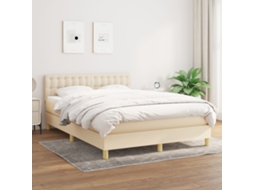 Vidaxl Cama Com Molas/colchão 140x190 Cm Tecido Cor Creme