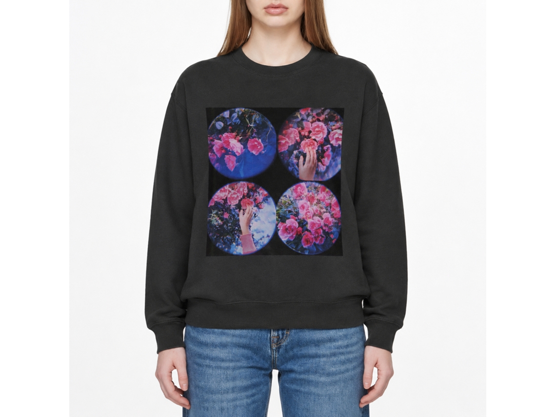 Rockinstone Roses, Moon Black Classic Sweatshirt Unique Designer Style