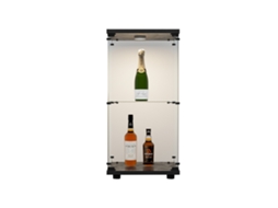 Vitrine De Vidro Moderna De Dois Níveis Para Colecionadores, Ideal Para Livros E Vinhos, 86 X 40 X 36,5 Cm (com Luzes De Led, Preta)