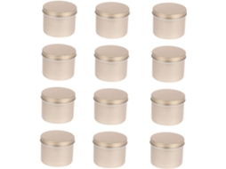Conjunto De 12 Potes De Alumínio Para Creme Com Tampas Transparentes