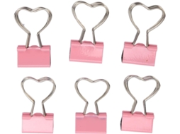 Clipes de papel Tnfeeon em formato de coração, rosa, 60 unidades, alta resistência para fixar documentos, Ingressos E