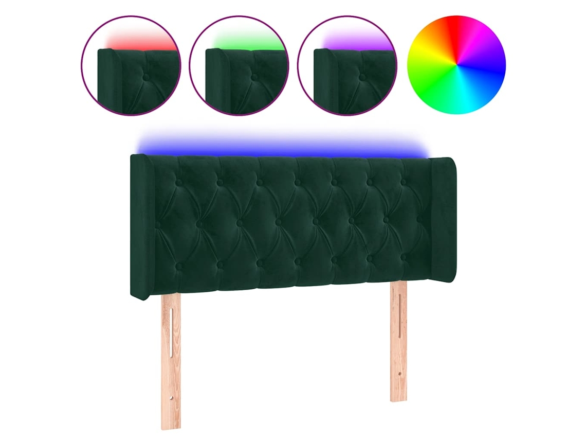 Cabeceira Cama com Luzes Led Veludo Verde escuro MAISON EXCLUSIVE (93x16x78 cm)