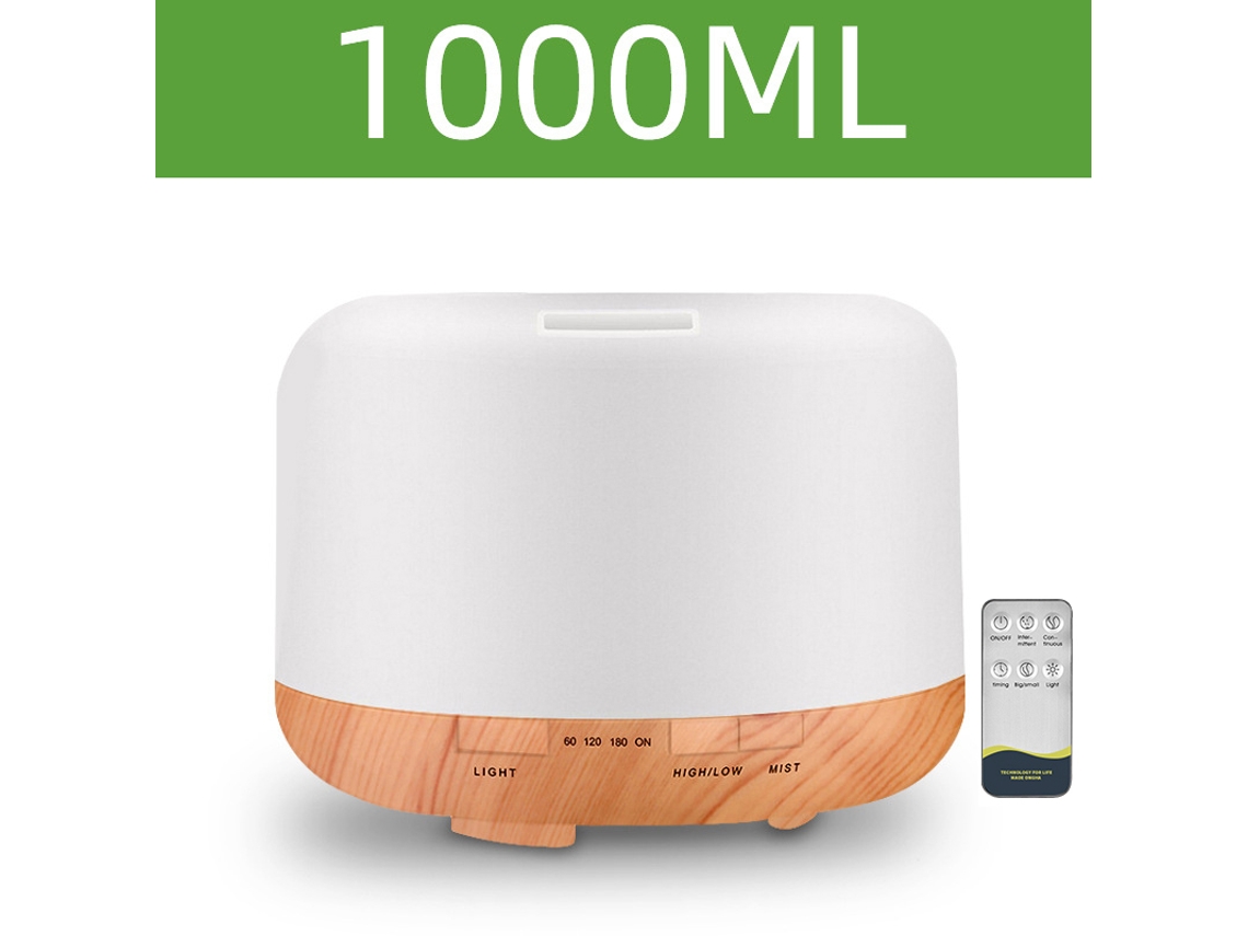Umidificador com aromaterapia, 500/1000ml, recarregável via USB, marrom claro, 1000ml | MDUG