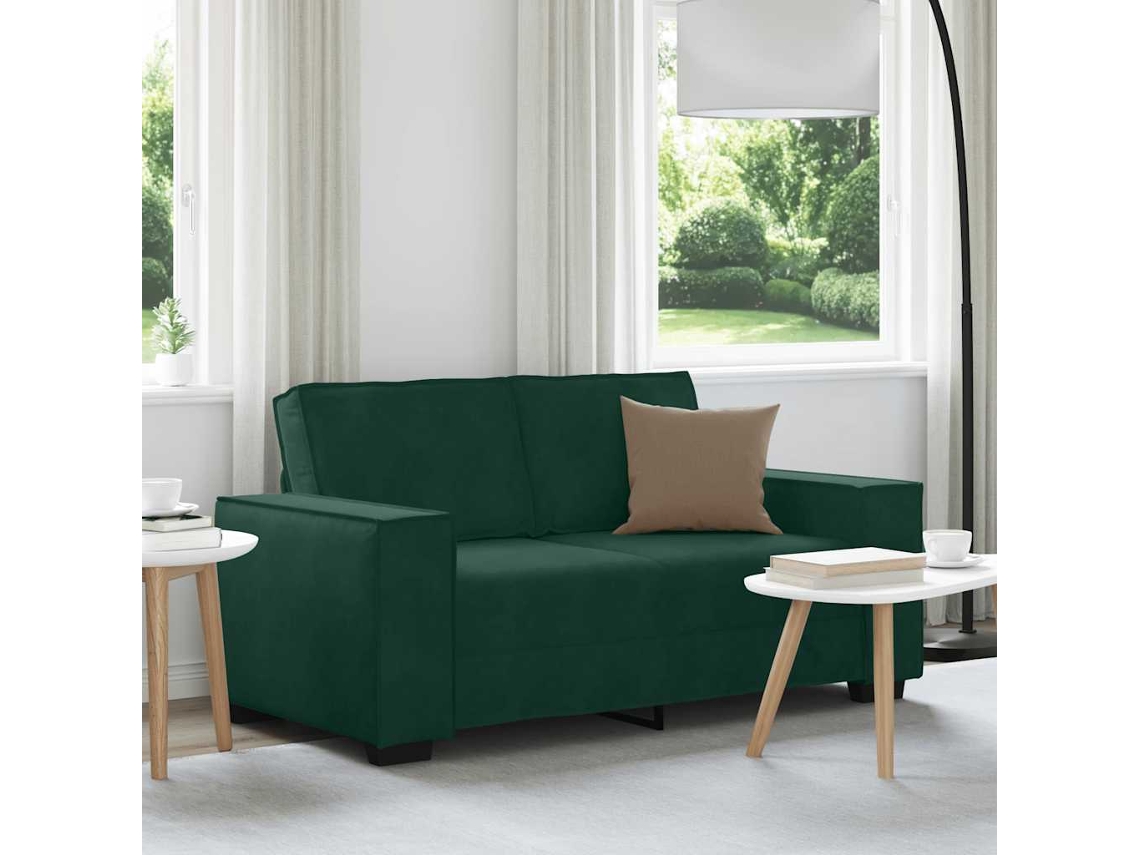 Vidaxl Sofá De 2 Lugares 160x78x84 Cm Veludo Verde-escuro