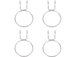 Conjunto De 4 Anéis Prateados Para Painéis Perfurados Ferro, Ganchos F