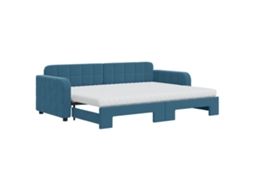 Sofá-cama com gavetão VIDAXL Azul Veludo (80x200 cm)