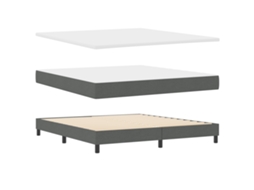 Cama Box Com Colchão - Cinza Escuro, Vidaxl, Tecido. (180x200 Cm)