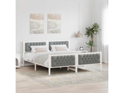 Vidaxl Estrutura Da Cama Com Cabeceira Cinzento-claro 160 X 200 Cm