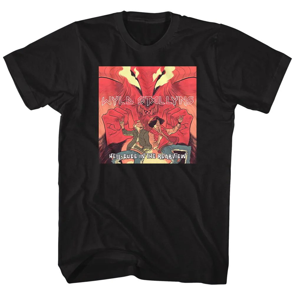 Unisex Adult T-shirt Rockinstone Bill And Ted Hell Dude Black Sizel