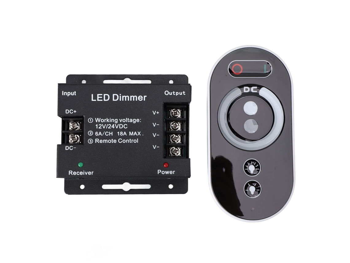 Interruptor Dimmer Led 12v 24v 18a Pwm com Controle Remoto Rf para Fita de Luz Ajuste de Brilho | S/MARCA