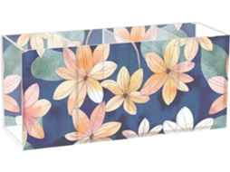 Porta canetas Acrílico Frodotgv, com Flores em Aquarela Desenhadas À Mão, Ideal para Materiais Escolares de Pr